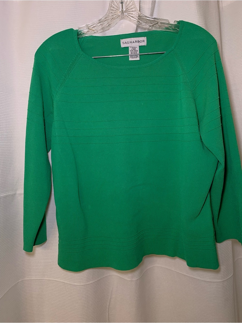 Sag Harbor Bright Green Scoop Neck Knit Sweater